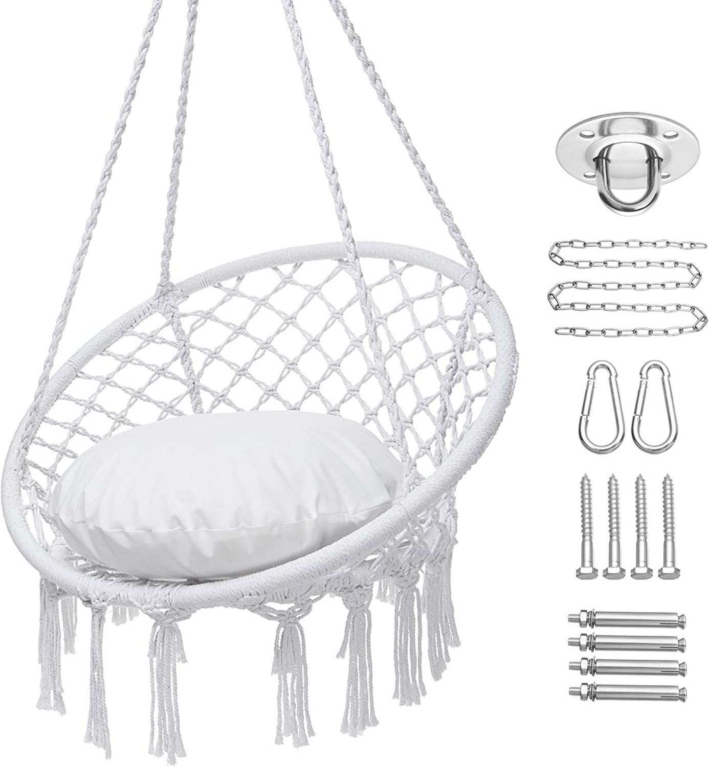 Longsen patio wicker garden swinging macrame hammock chair hanging outdoor furniture for bedroom