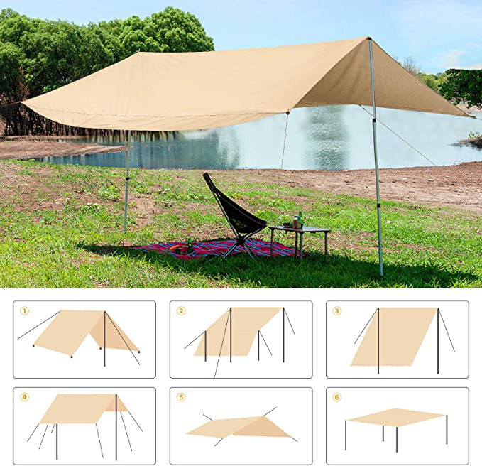 Rain Fly Camping Tarp 3000mm+ Ultra Waterproof Resistant Sun Shade Lightweight Hammock Tent Tarp without pole