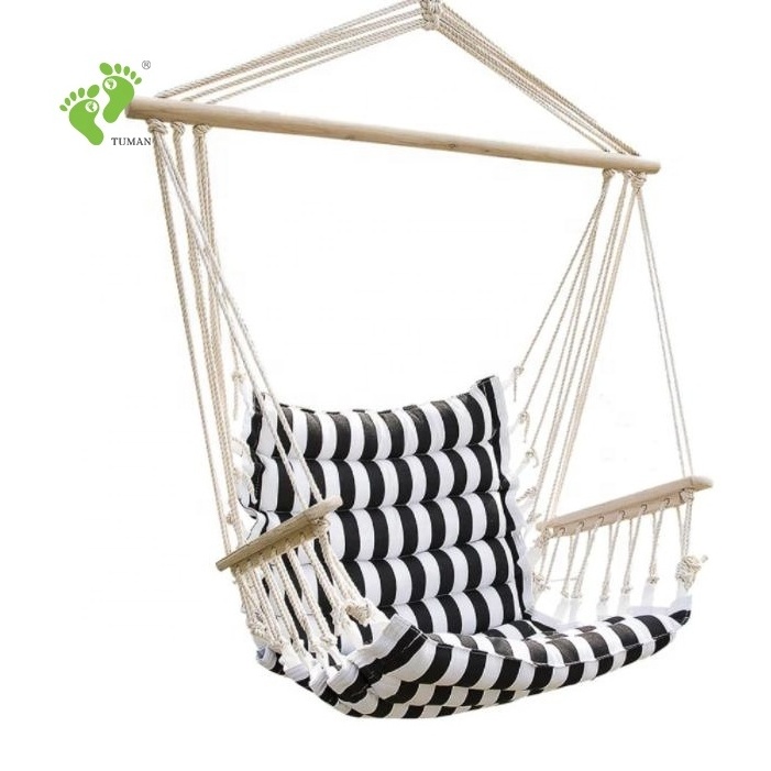 hammock wholesale large canvas cotton filled  chair rope indoor hanging chair outdoor swing