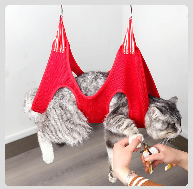 longsen Factory Wholesale Mesh Cloth Polyester Pet Grooming Hammock Harness Dog Bathing Grooming Hammock