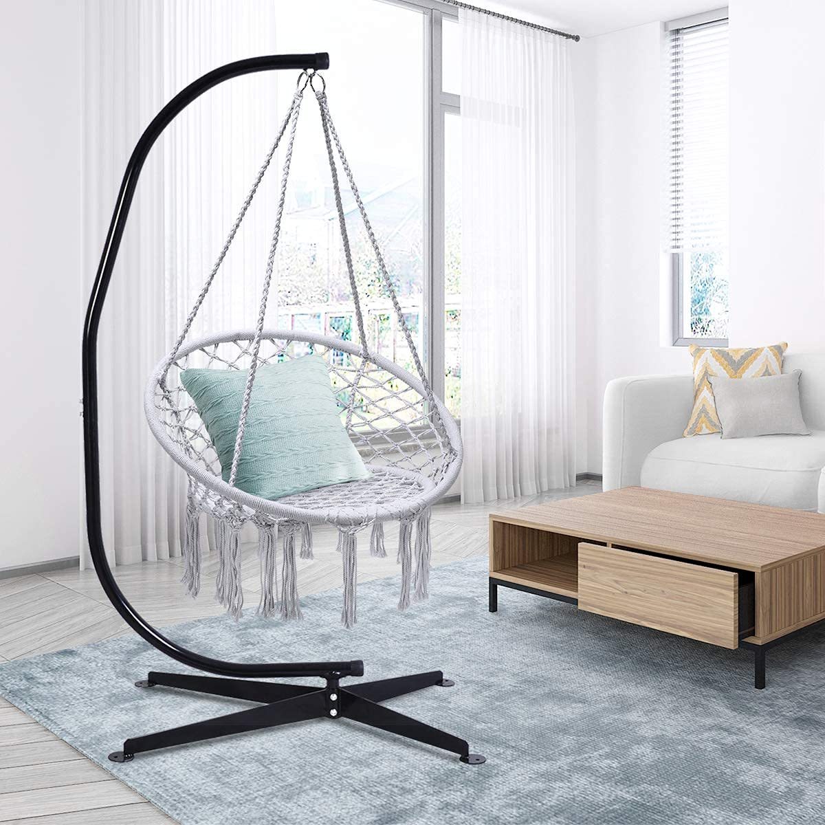 Longsen solid bedroom garden park swing bed rope chairs home and outdoor round weave hanging chair swing