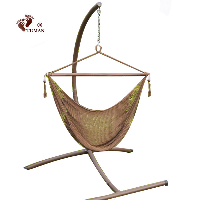 Longsen Outdoor And Indoor Backyard Net Caribbean Hammock Chair Leisure Rocking Hand Weaved Cotton Rope Swing