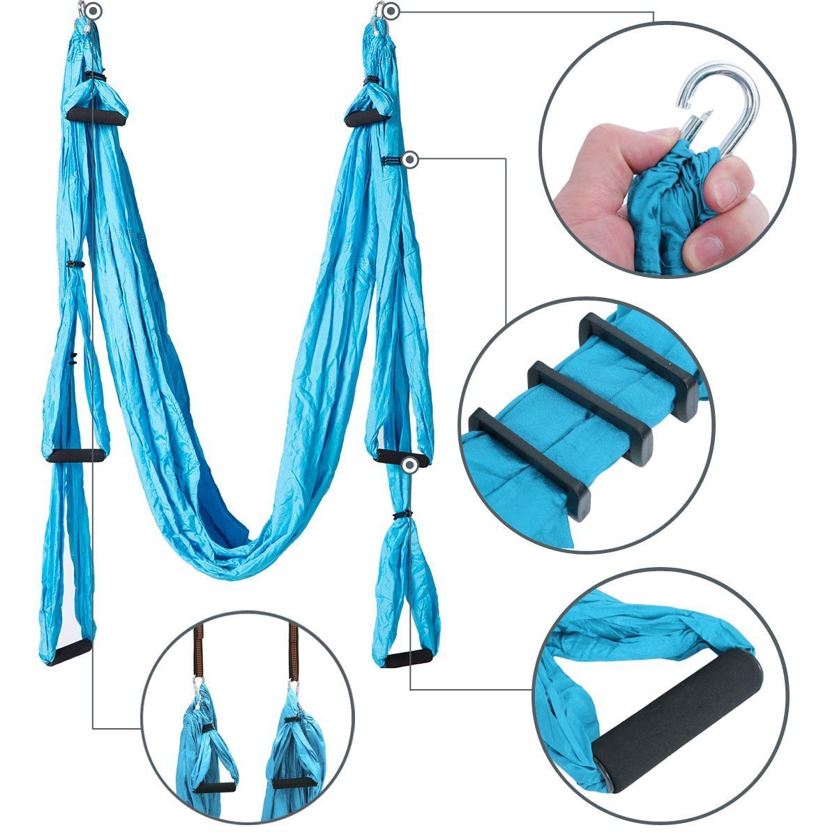 nylon hanging portable camping indoor flying air aerial yoga hammock set double  swing