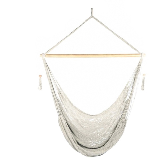 Fashion Popular Elegant Garden Swing Chair For Bedroom White Cotton Canvas Hammock Chair Hanging Rope Swing