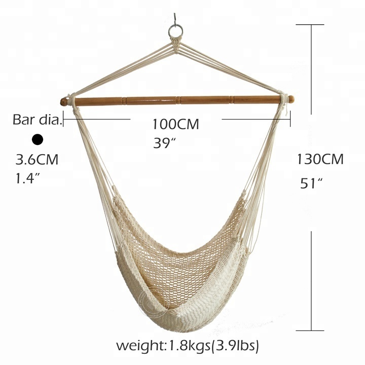 Garden Gift Newly Cotton Rope Material Macrame Hammock Seat Hanging Chair