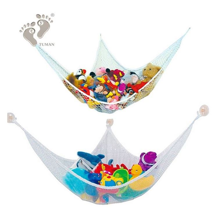 Durable Baby Kids White Toy Storage Net Hammock with Suction Cups