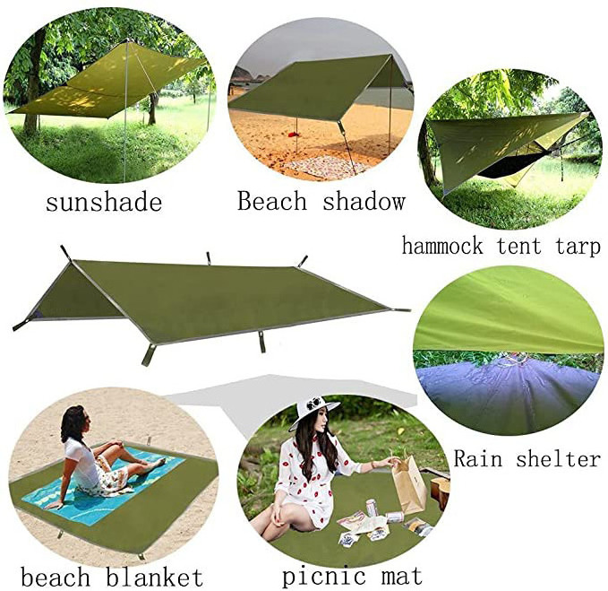 Outdoor Waterproof Sunshade Camping Shelter Tent Tarp Footprint Groundsheet Blanket Mat Rain Fly for Hammock