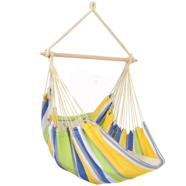 Longsen Hammock Chair Cushion 2 Patio Hanging Caribbean Large Portable Strpped Outdoor Hammock Chair with Wood Bar Customized