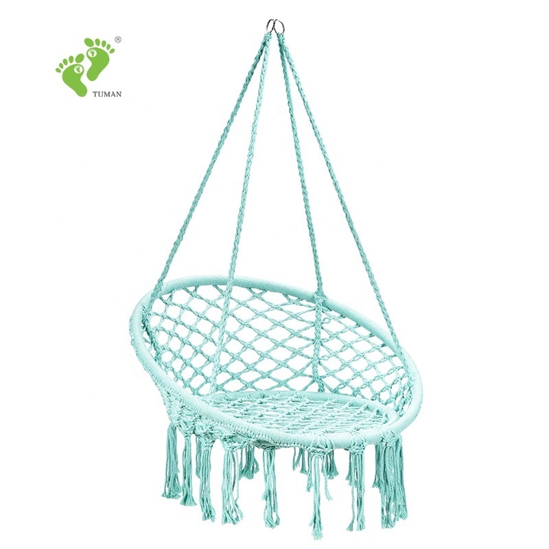 Longsen Indoor/Outdoor basket swings hanging rope macrame hammock chair for adults patio swing chair hanging