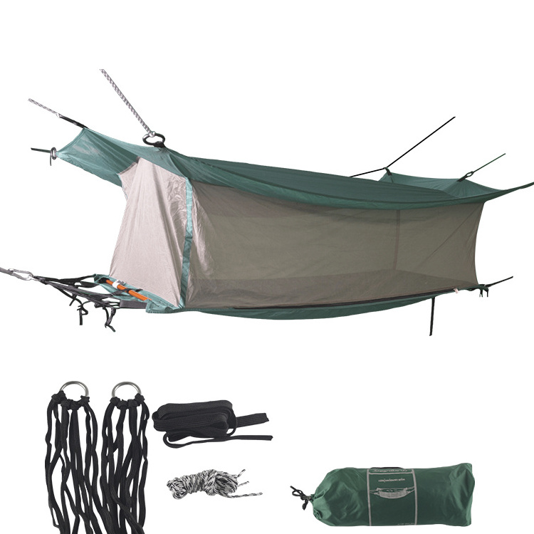 Camping jungle green hammock tent with canopy and mosquito netting