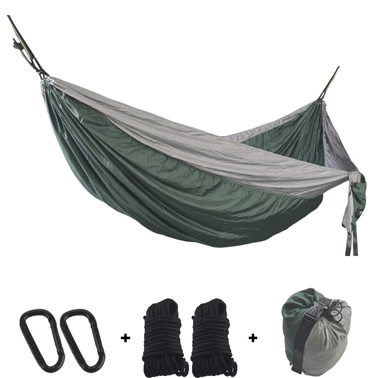 Summer Camping Ultralight Patchwork Nylon Parachute Cuddle Green Hammock Tree 2 Person Hammock