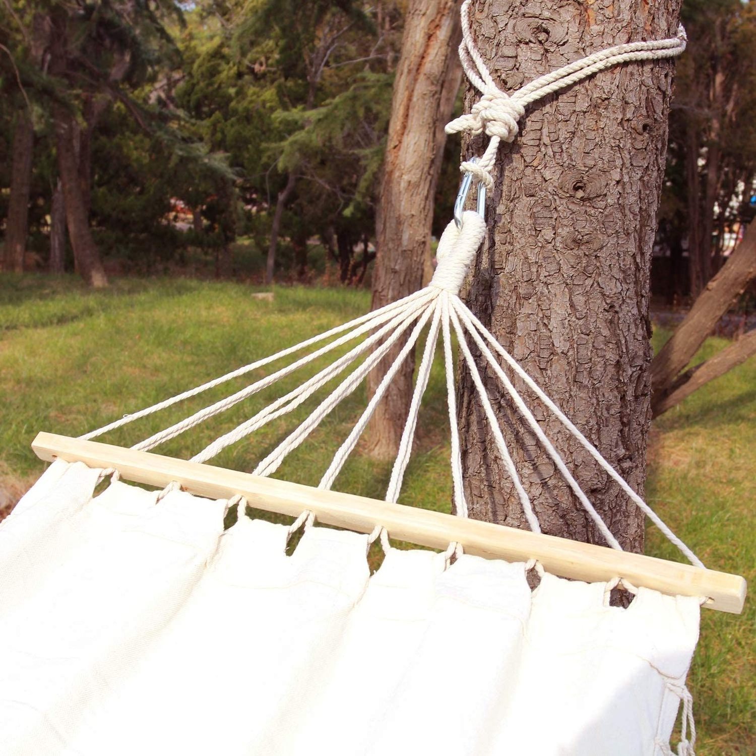 Outdoor Garden Stand Cotton Hanging Swing Bed Canvas Double Hammock with Stand