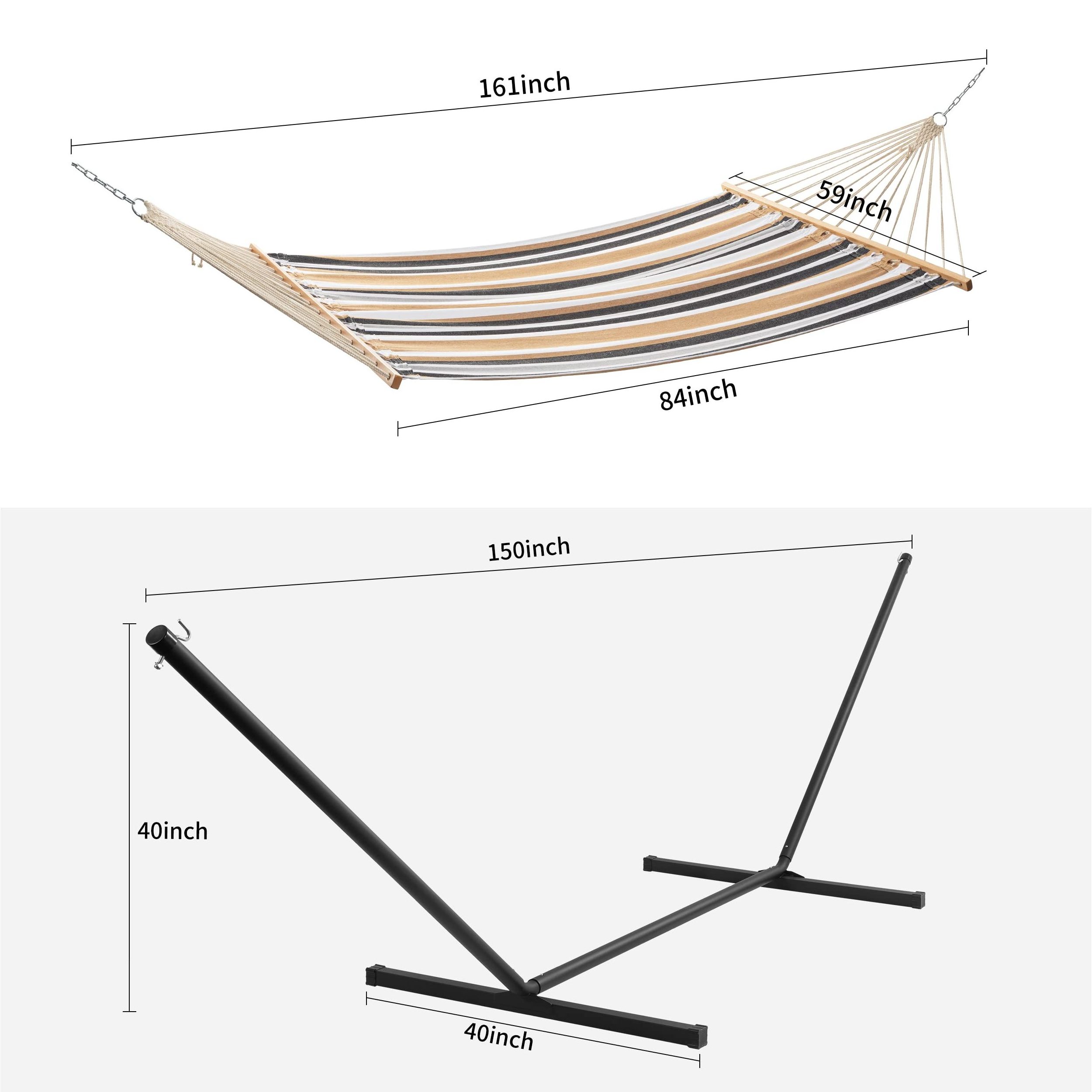 2 Person Hammock Duty with Wood-Spreader-Bar Double Hammocks without Large Pillow for Outdoor  include hammock stand