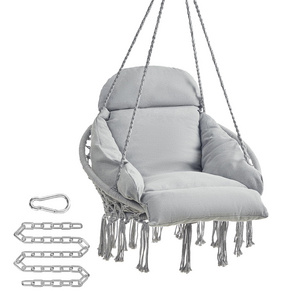 2024 Best Selling light portable white outdoor swing camping round net roof patio hammock chair with large cushion