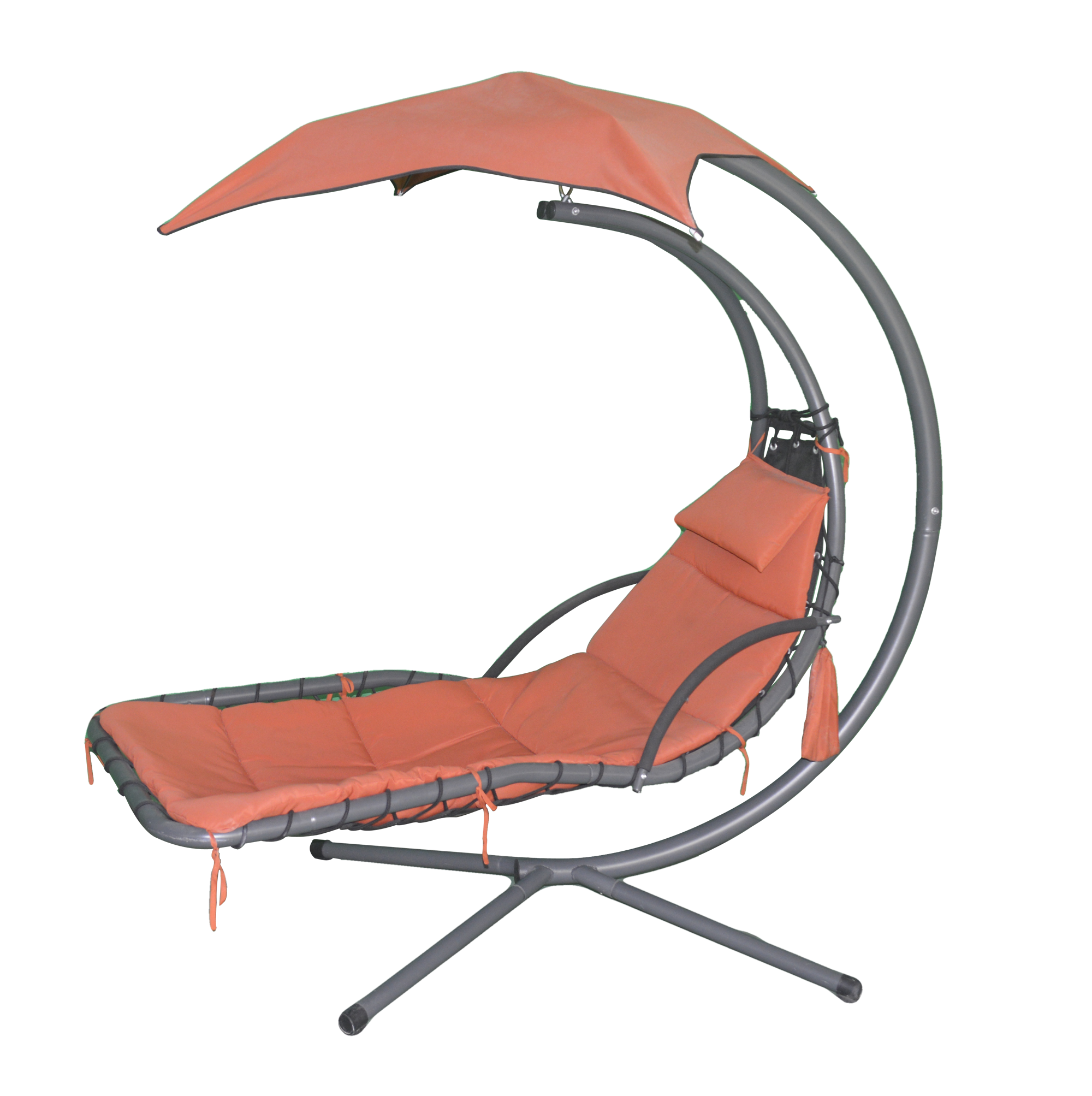 Reclining metal folding hammock garden patio swing bed chair with stand