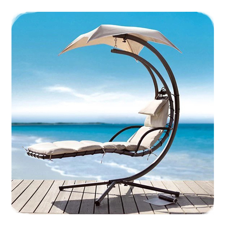 Reclining metal folding hammock garden patio swing bed chair with stand