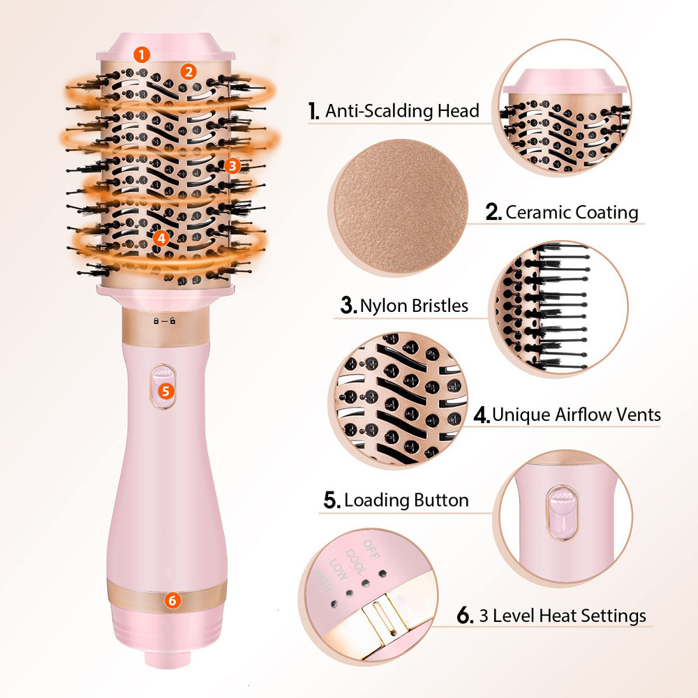 CIXI WODE Hair Brush Hot Air Electric Comb One Step Fast Hair Straightener Brush hot air brush and hair dryer