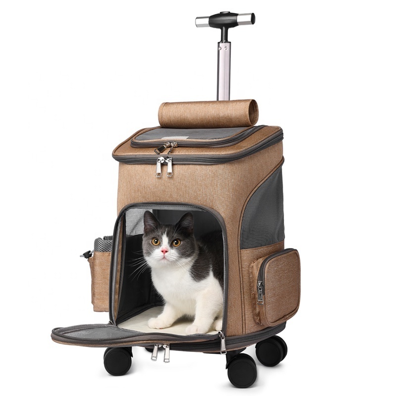 Portable Bag Luggage Box Dog Cat Travel Crate Plastic Pet Carrier with Wheels pet stroller transport backpack for dog