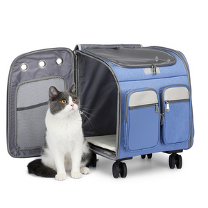 Modern style fashion breathable pull rod pet bag universal wheel going out convenient cat backpack carrier dog backpack carrie