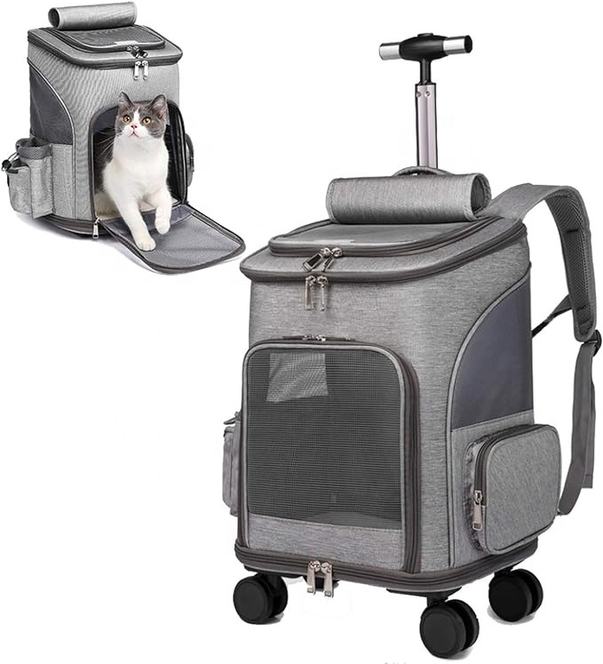 Portable Bag Luggage Box Dog Cat Travel Crate Plastic Pet Carrier with Wheels pet stroller transport backpack for dog