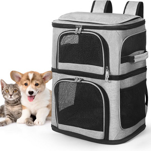 2023 most popular Luxury double layer pet backpack bolso para mascota soft cat pet backpack Double backpack for cats and dogs