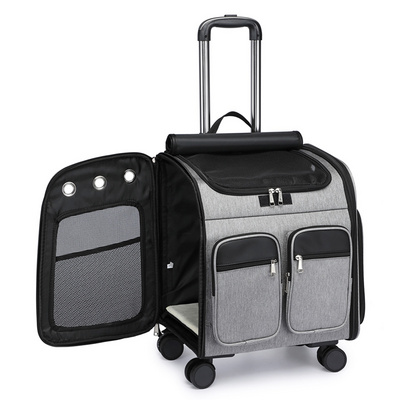 Hot Airline Approved Pet Carrier with Detachable Wheels Oxford Weekend Cat Travel Rolling Carrier