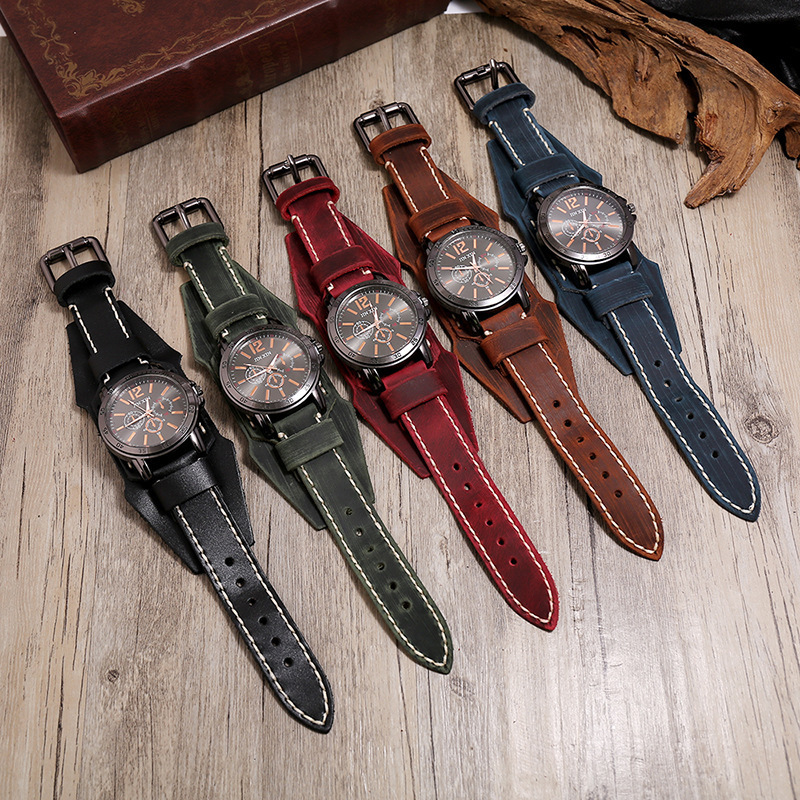 Relogio Masculino Watches Men Punk Retro Fashion Erkek Kol Saati Buckle Strap Leather Band Reloj Hombre Watch Lovers Watch