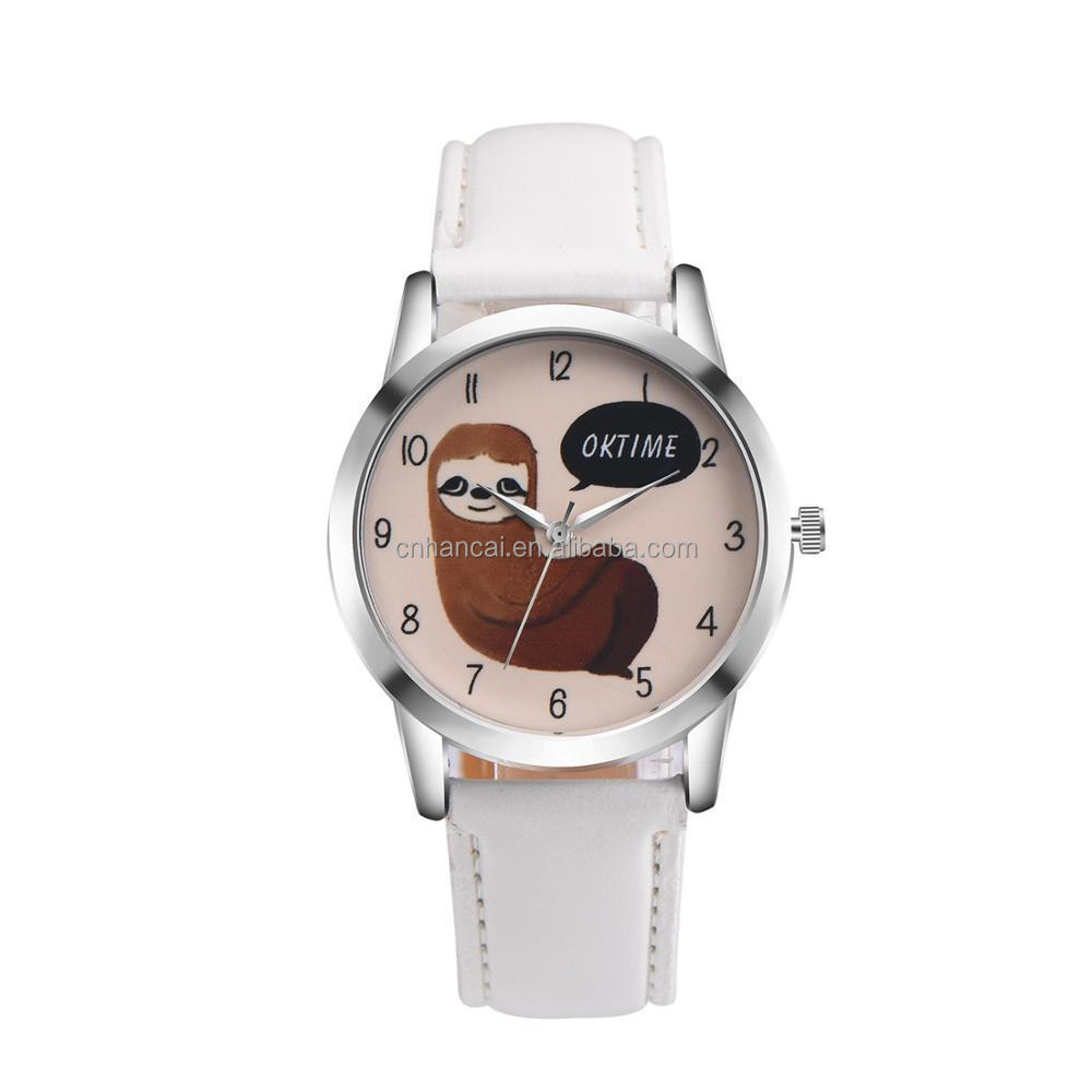 New Arrival Lovely Sloth Leather Watch Fashion Animal Watches For Ladies Female Number Dial Animal Wristwatches