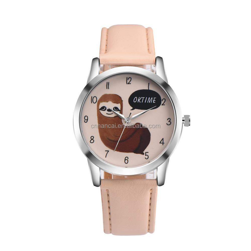 New Arrival Lovely Sloth Leather Watch Fashion Animal Watches For Ladies Female Number Dial Animal Wristwatches