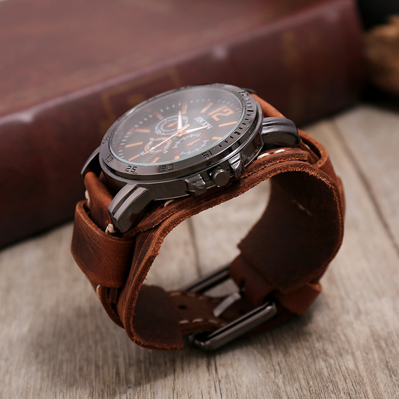 Relogio Masculino Watches Men Punk Retro Fashion Erkek Kol Saati Buckle Strap Leather Band Reloj Hombre Watch Lovers Watch