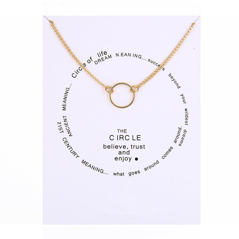 Simple Round Circle Pendant Necklace for Women Korea Fashion Necklaces with Paper Card Gold Silver Color Plated Jewelry Gifts