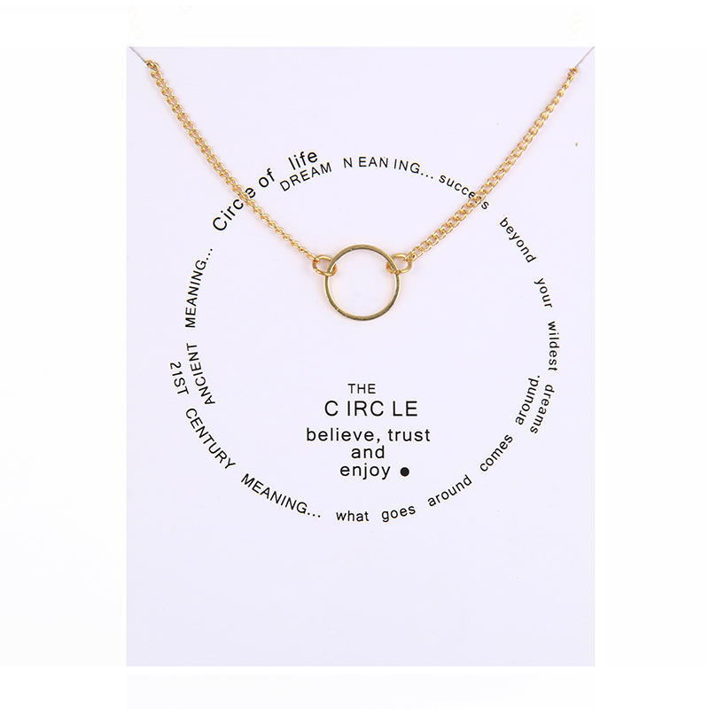 Simple Round Circle Pendant Necklace for Women Korea Fashion Necklaces with Paper Card Gold Silver Color Plated Jewelry Gifts