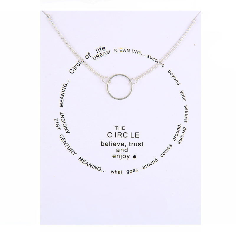 Simple Round Circle Pendant Necklace for Women Korea Fashion Necklaces with Paper Card Gold Silver Color Plated Jewelry Gifts