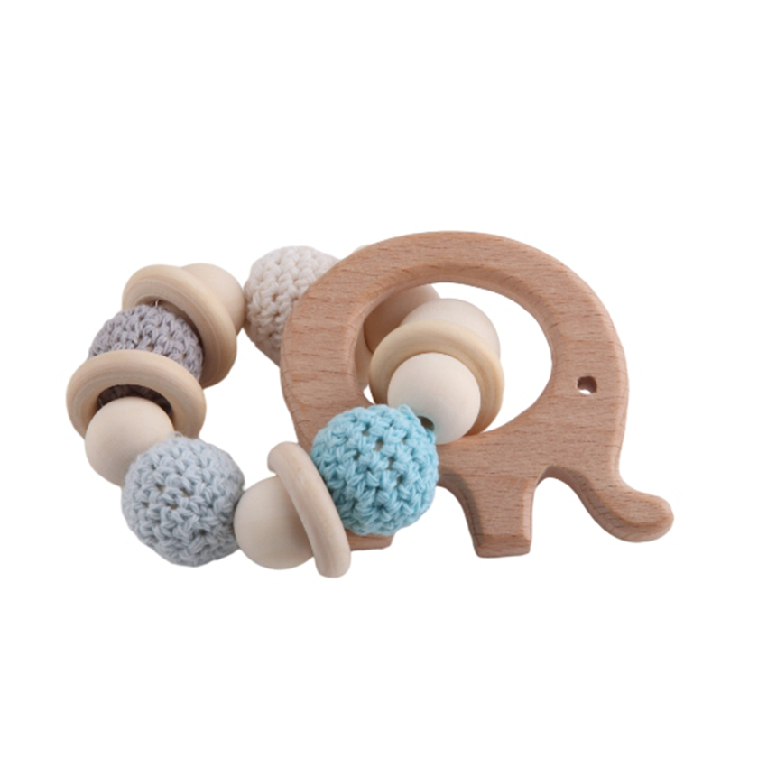 Rattle Teeth Glue Baby Products Wood Educational Toy Crochet Silicone Teether Animal Jewelry Personalized Teething Glue Bracelet