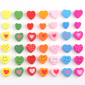 Mixed Color Heart Series wooden craft beads Decoration Diy Environmentally Friendly Children'S Crafts, Hand-Beaded Accessories