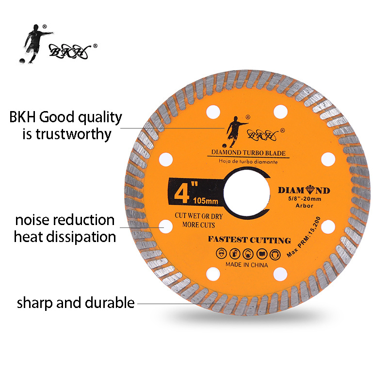 BKH Wholesale 4 Inch 105 mm Cold Press  Diamond Turbo Rim Saw Blade For Marble Stone Ceramic Tile