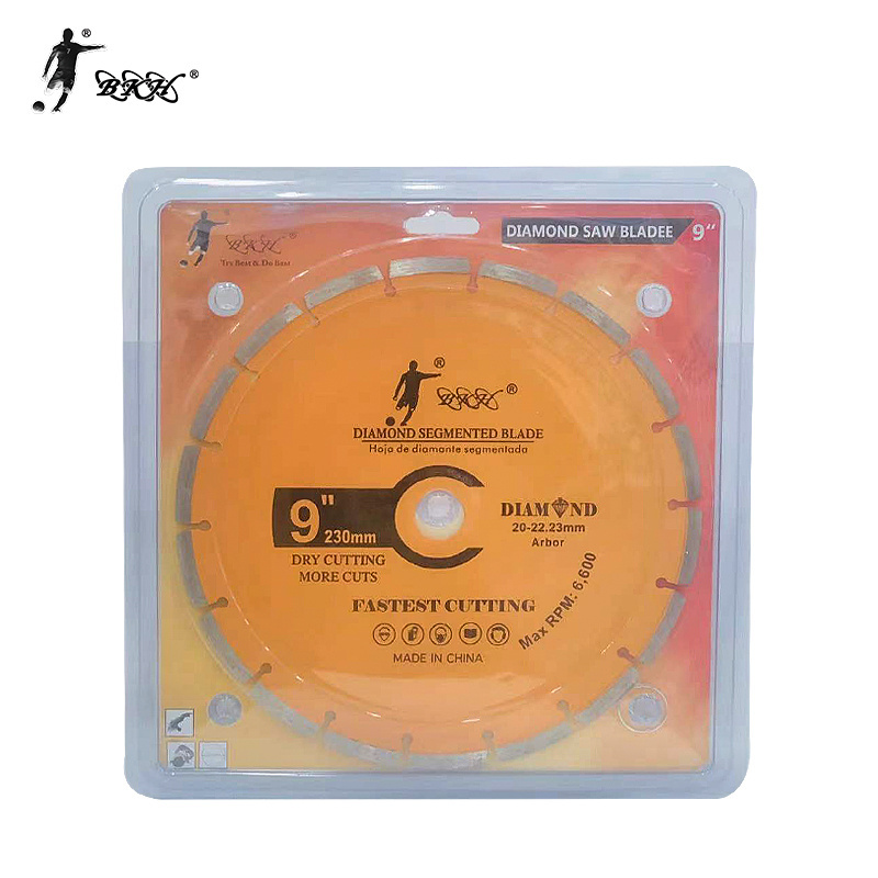 BKH wholesale 9 inch cold press circular dry cutting diamond segmented saw blade for marble stone ceramic tile