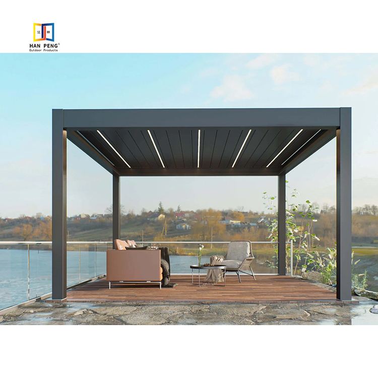 Bioclimatique Retractable Remote Control Pergola Luxury Backyard Aluminum Gazebos