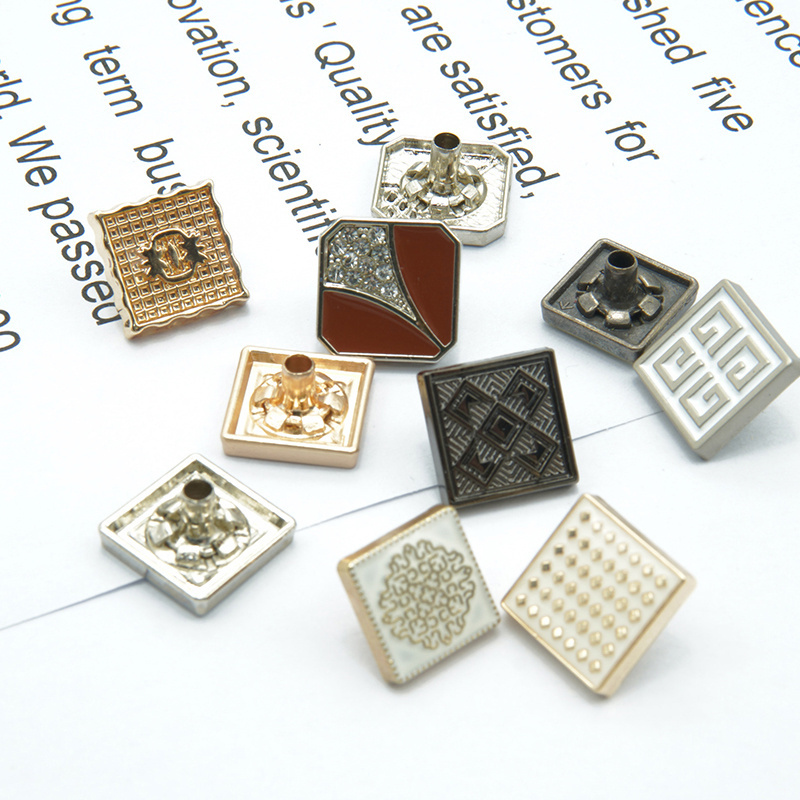 Custom shape square vintage diamond rhinestone crystal 4 part button press metal custom snap buttons for clothes