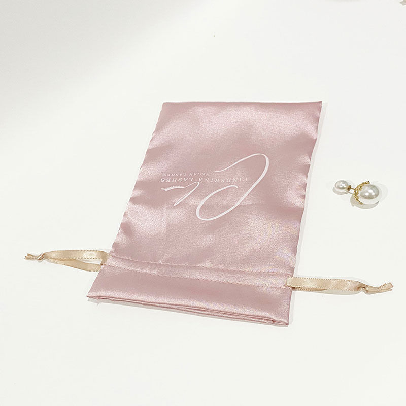 Wholesale Custom Luxury Silk Satin Drawstring Bundle Dust Hair wig bag with Logo Printing