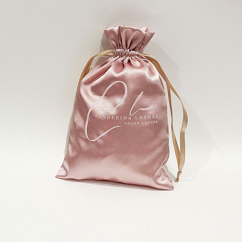 Wholesale Custom Luxury Silk Satin Drawstring Bundle Dust Hair wig bag with Logo Printing