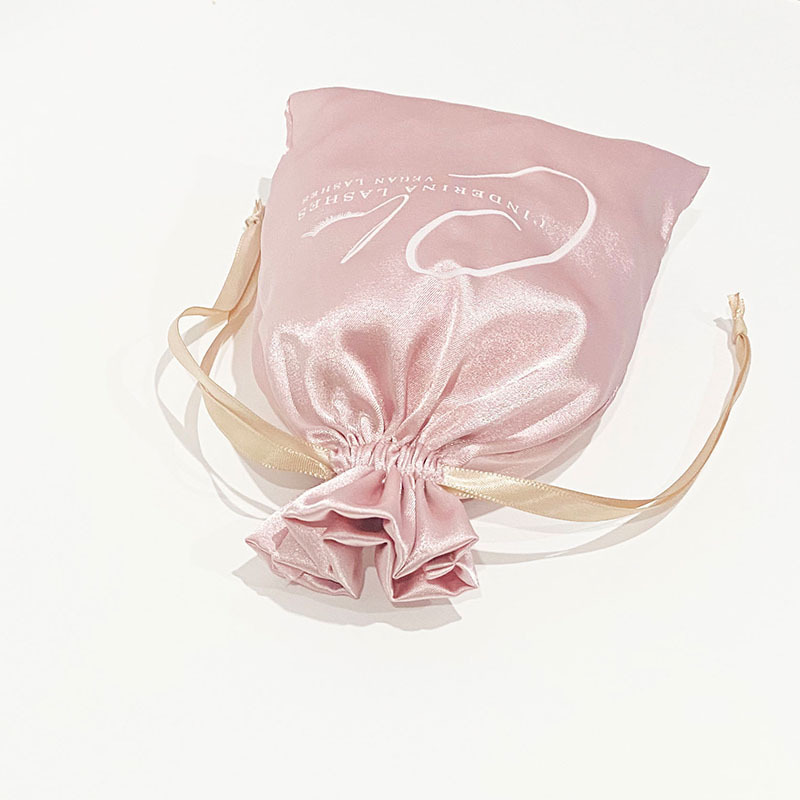 Wholesale Custom Luxury Silk Satin Drawstring Bundle Dust Hair wig bag with Logo Printing