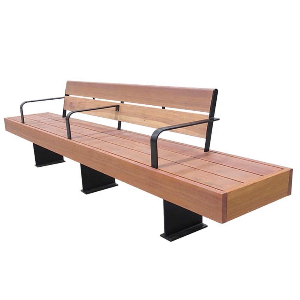 Outside Hardwood Slats bench 3 seaters antique long garden park bench wooden chair with back and armrest