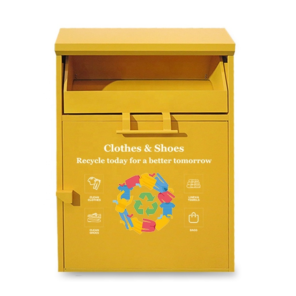 good quality low price 16 gauge steel clothing donation bin shoes drop box