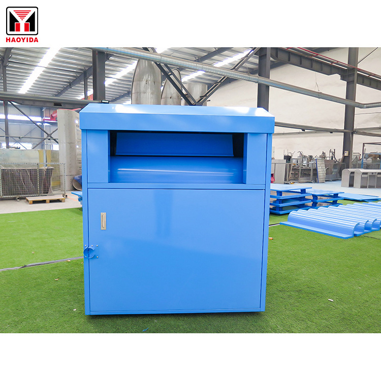 Waterproof Recycled Textile Donation Bank Book Clothes Shoes Drop Bin Box for Sheet Metal Steel Shoes Clothing Donation Bin