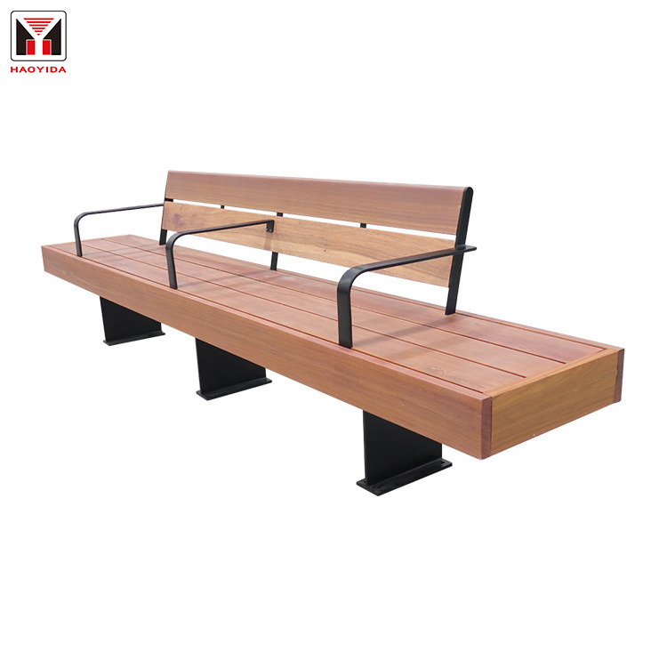 Outside Hardwood Slats bench 3 seaters antique long garden park bench wooden chair with back and armrest