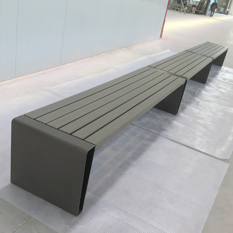 Metal Leisure Backless Street Wood Bench Outdoor Public Modern Waiting Patio Park Bench wooden