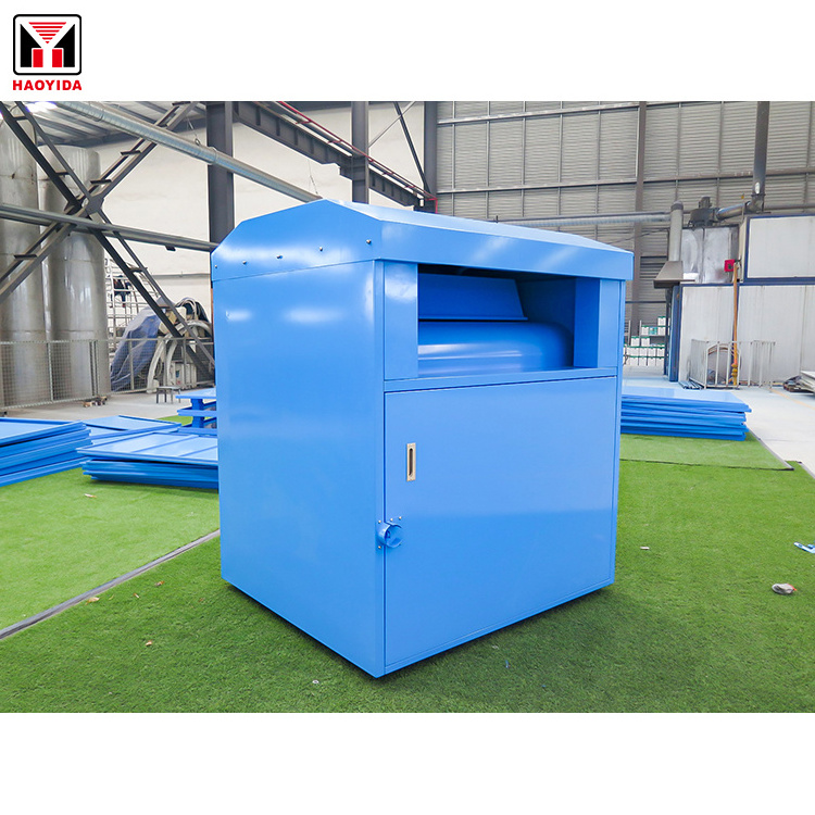 Waterproof Recycled Textile Donation Bank Book Clothes Shoes Drop Bin Box for Sheet Metal Steel Shoes Clothing Donation Bin