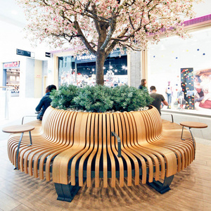 Custom Mall Center Round Seating Curved Garden Outdoor Bench Backrest Circle Tree Bench