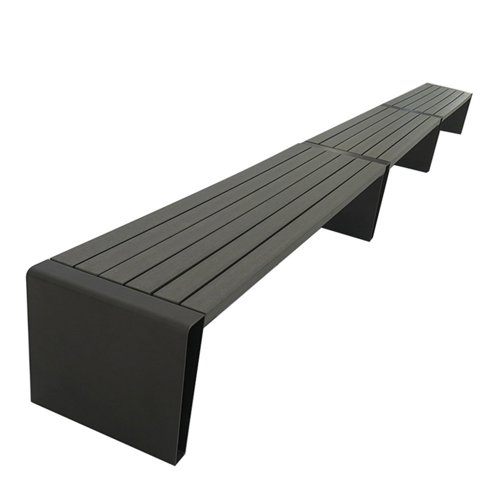 Metal Leisure Backless Street Wood Bench Outdoor Public Modern Waiting Patio Park Bench wooden